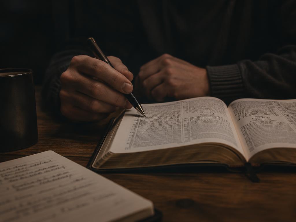 Open Bible with a student taking notes